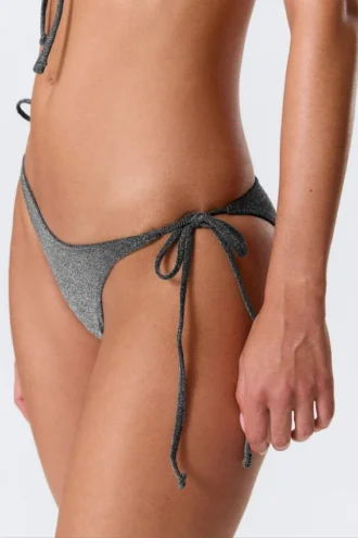 Bikini-Hose mit Bändern – Dunkelgrau – Glitzer