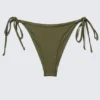 Bikini-Hose mit mittlerer Leibhöhe und Bindebändern im brasilianischen Stil – Dunkelgrün – Schimmernd Bikini-Hose mit mittlerer Leibhöhe und Bindebändern im brasilianischen Stil – Dunkelgrün – Schimmernd