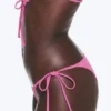 Bikini-Hose mit mittlerer Leibhöhe und Bindebändern – Pink Bikini-Hose mit mittlerer Leibhöhe und Bindebändern – Pink