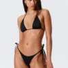 Bikini-Hose mit mittlerer Leibhöhe und Bindebändern – Schwarz Bikini-Hose mit mittlerer Leibhöhe und Bindebändern – Schwarz