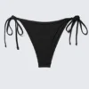 Bikini-Hose mit mittlerer Leibhöhe und Bindebändern – Schwarz Bikini-Hose mit mittlerer Leibhöhe und Bindebändern – Schwarz