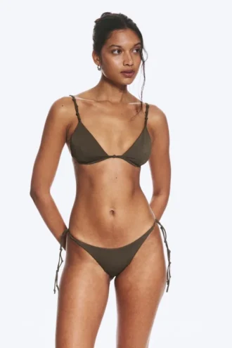 Bikini-Hose mit mittlerer Leibhöhe und Knoten – Dark Mole