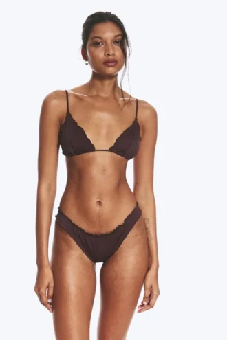 Bikini-Hose mit Rüschen – Dunkelrot