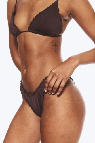 Bikini-Hose mit Rüschen – Dunkelrot