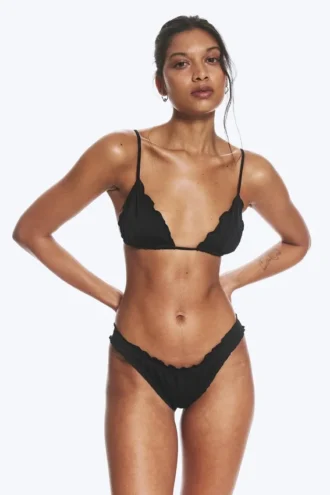Bikini-Hose mit Rüschen – Schwarz