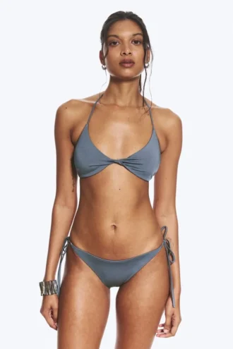 Bikini-Höschen mit Bändern – Staubblau – Schimmernd