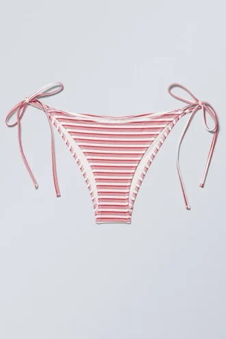 Bikini-Höschen mit Bändern zum Binden – Rot mit mehreren Streifen