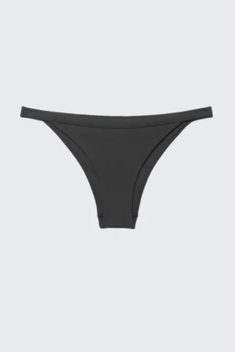 Bikini-Höschen mit niedriger Leibhöhe und Rippmuster – Dunkelgrau