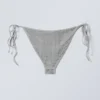 Bikini-Höschen mit Strass-Bindebändern – Grau – Strasssteine Bikini-Höschen mit Strass-Bindebändern – Grau – Strasssteine
