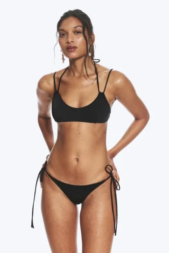 Bikini-Höschen mit Trägern – Schwarz