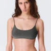 Bikini-Oberteil mit Bindebändern und Glitzer – Grau – Glitzer Bikini-Oberteil mit Bindebändern und Glitzer – Grau – Glitzer