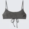 Bikini-Oberteil mit Bindebändern und Glitzer – Grau – Glitzer Bikini-Oberteil mit Bindebändern und Glitzer – Grau – Glitzer