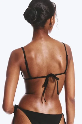 Bikini-Oberteil mit quadratischem Ausschnitt und Trägern – Schwarz