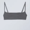 Bikini-Oberteil mit Rundhalsausschnitt aus Frottee – Dunkelgrau Bikini-Oberteil mit Rundhalsausschnitt aus Frottee – Dunkelgrau