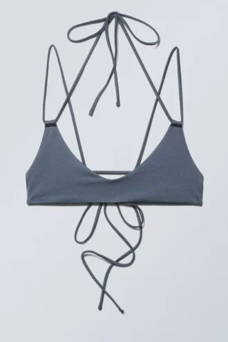 Bikini-Oberteil mit Trägern – Blau schimmernd