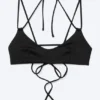 Bikini-Oberteil mit Trägern und Bindeband – Schwarz Bikini-Oberteil mit Trägern und Bindeband – Schwarz