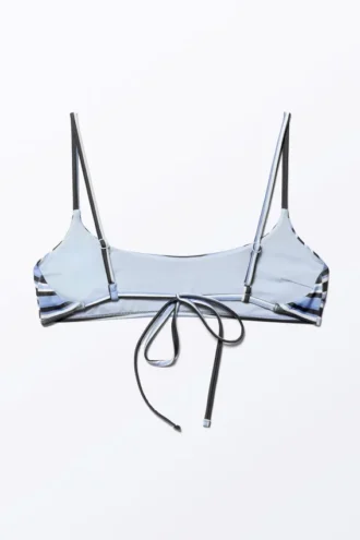 Bikini-Oberteil mit U-Ausschnitt – Blau gestreift