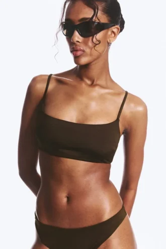 Bikini-Oberteil mit U-Ausschnitt – Dunkelbraun