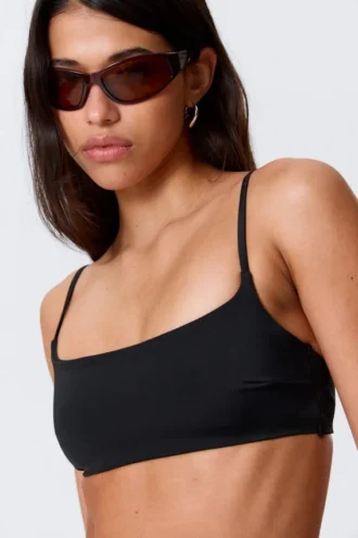 Bikini-Oberteil mit U-Ausschnitt – Schwarz