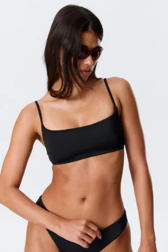 Bikini-Oberteil mit U-Ausschnitt – Schwarz