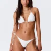 Bikini-Tanga-Höschen mit Muschelverschluss – Weiß Bikini-Tanga-Höschen mit Muschelverschluss – Weiß