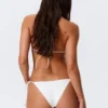Bikini-Tanga-Höschen mit Muschelverschluss – Weiß Bikini-Tanga-Höschen mit Muschelverschluss – Weiß