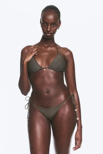 Bikini-Tanga-Unterteil mit Bindebändern – Dark Mole