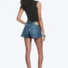 Bite Mini-Jeansshorts mit niedriger Leibhöhe – Radio Blue – Mittelblau
