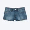 Bite Mini-Jeansshorts mit niedriger Leibhöhe – Radio Blue – Mittelblau