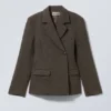 Blazer aus Wollmischung mit Fischgrätenmuster – Braun/Grau Blazer aus Wollmischung mit Fischgrätenmuster – Braun/Grau