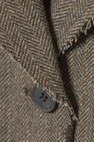 Blazer aus Wollmischung mit Fischgrätenmuster in lockerer Passform – Dark Mole Herringbone
