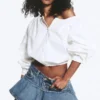 Bluse mit Ballonärmeln – Staubweiß Bluse mit Ballonärmeln – Staubweiß