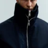 Bomberjacke aus geschrumpftem Nylon – Marineblau Bomberjacke aus geschrumpftem Nylon – Marineblau