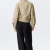 Boxy-Baumwolljacke mit Reißverschluss – Beige Boxy-Baumwolljacke mit Reißverschluss – Beige