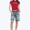 Boxy bedrucktes Kurzarm-T-Shirt – Rot – Communication
