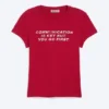 Boxy bedrucktes Kurzarm-T-Shirt – Rot – Communication