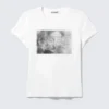 Boxy bedrucktes Kurzarm-T-Shirt – Weiß – Misty Face Boxy bedrucktes Kurzarm-T-Shirt – Weiß – Misty Face