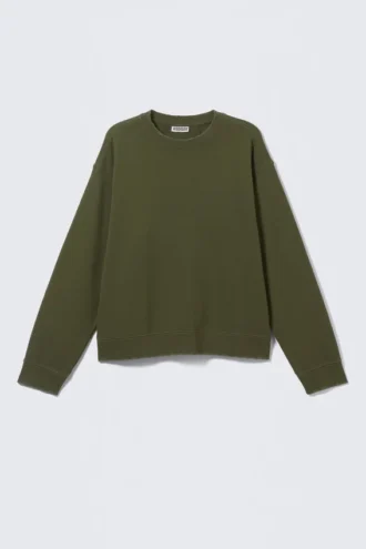 Boxy Distressed Sweatshirt – Dunkelgrün