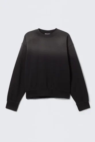 Boxy Distressed Sweatshirt – Faded Black