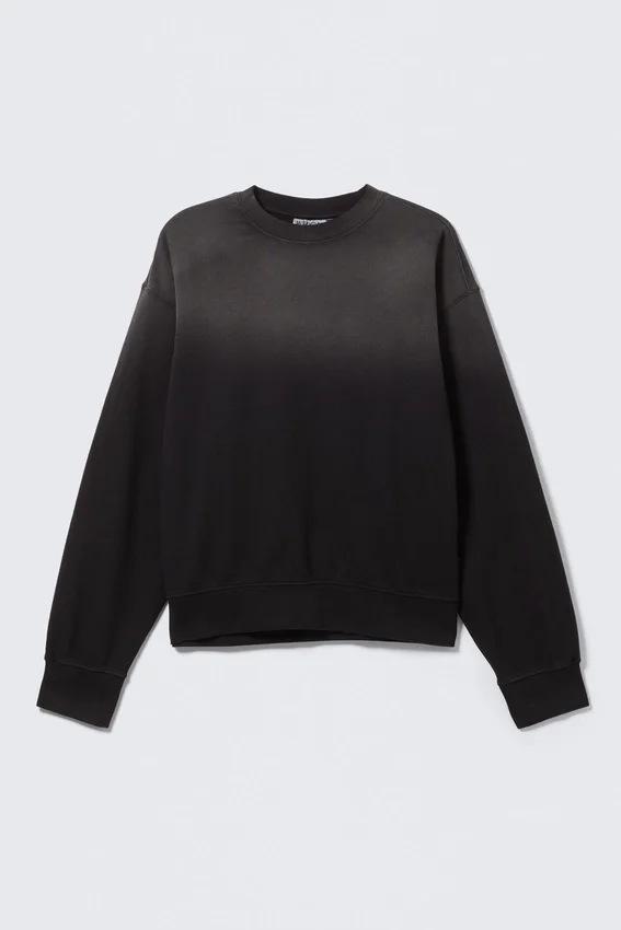 Boxy Distressed Sweatshirt – Faded Black Boxy Distressed Sweatshirt – Faded Black