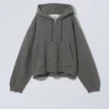Boxy Heavyweight Zip Kapuzenpullover – Dunkelgrau Boxy Heavyweight Zip Kapuzenpullover – Dunkelgrau