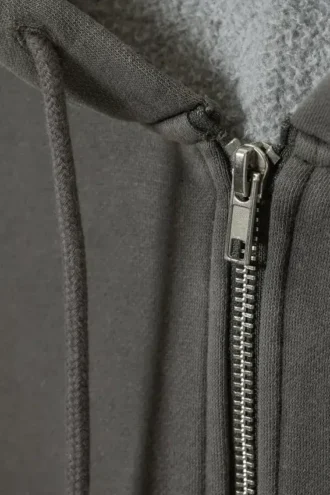Boxy Heavyweight Zip Kapuzenpullover – Dunkelgrau
