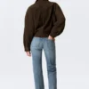 Boxy-Jacke aus Wildleder mit Reißverschluss – Dunkelbraun