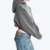 Boxy-Kapuzenpullover aus Baumwollfleece – gewaschen, dunkelgrau Boxy-Kapuzenpullover aus Baumwollfleece – gewaschen, dunkelgrau