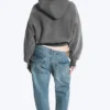 Boxy-Kapuzenpullover aus Baumwollfleece – gewaschen, dunkelgrau Boxy-Kapuzenpullover aus Baumwollfleece – gewaschen, dunkelgrau