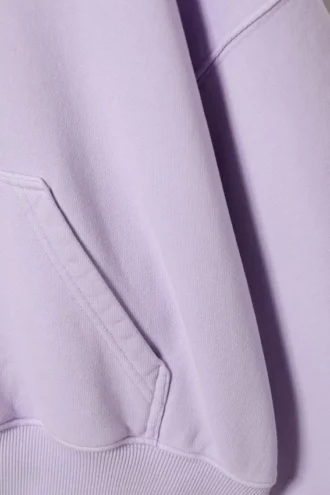 Boxy-Kapuzenpullover aus Baumwollfleece – gewaschenes Hellviolett