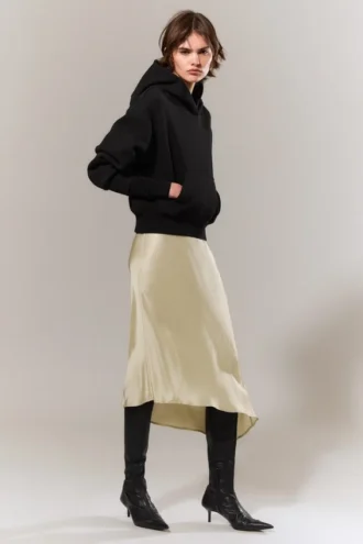 Boxy-Kapuzenpullover aus Baumwollfleece – Schwarz
