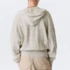 Boxy-Kapuzenpullover aus strukturiertem Strick mit Reißverschluss – hell gemustertes Beige Boxy-Kapuzenpullover aus strukturiertem Strick mit Reißverschluss – hell gemustertes Beige