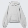 Boxy-Kapuzenpullover mit Raglanärmeln – Grau meliert Boxy-Kapuzenpullover mit Raglanärmeln – Grau meliert