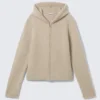 Boxy-Kapuzenpullover mit Reißverschluss – Beige Boxy-Kapuzenpullover mit Reißverschluss – Beige